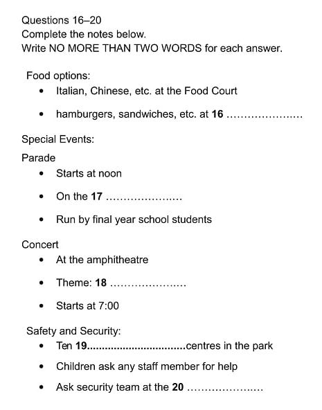 listening practice test 2 section 1