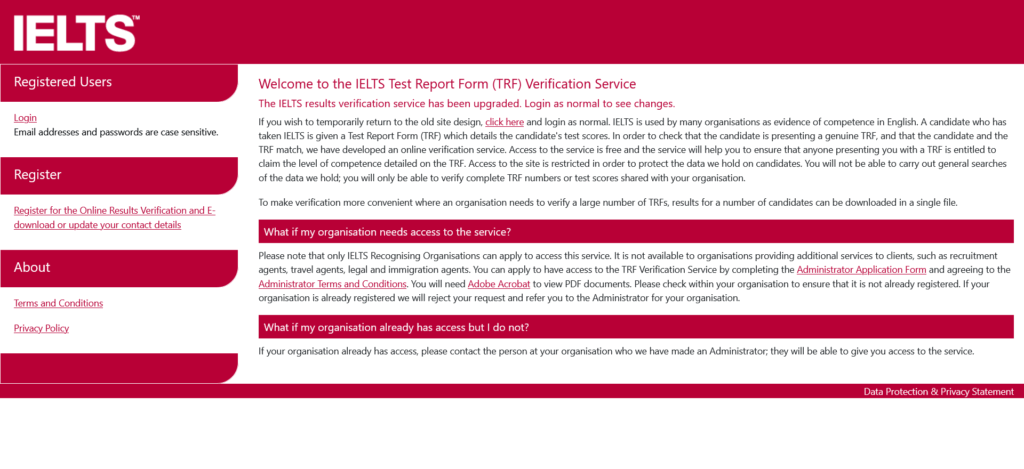 TRF Number Verification Website